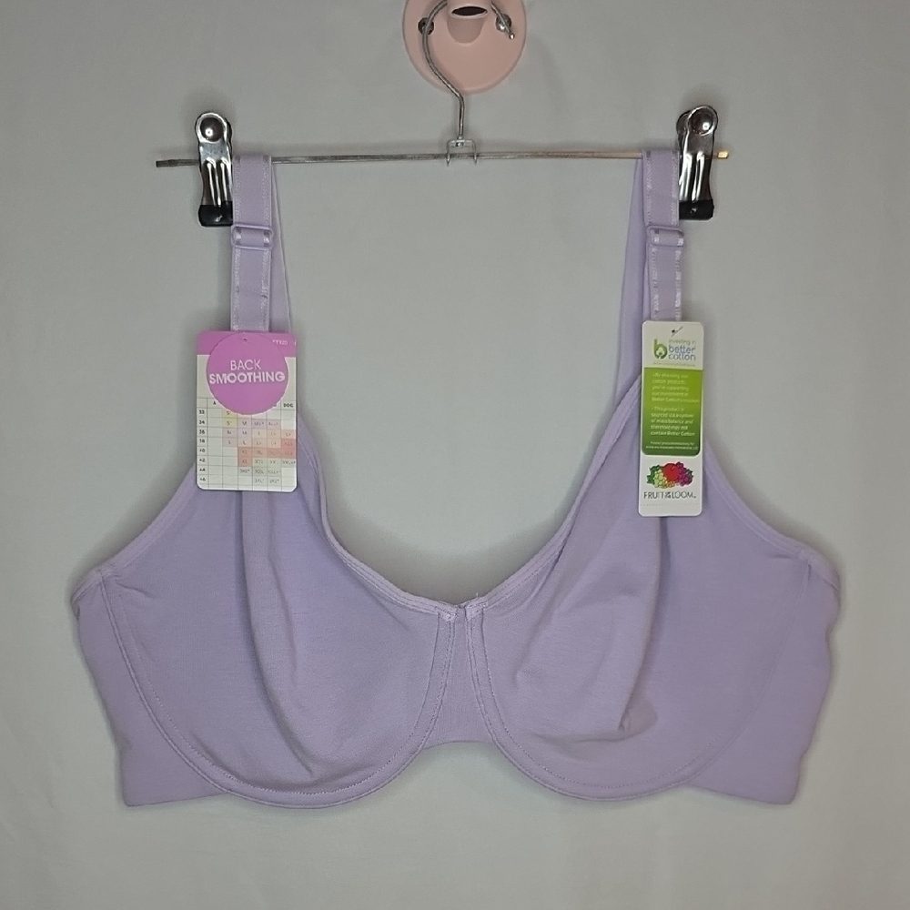 Fruit of the Loom Lavender Full Coverage Bra 90% Cotton
